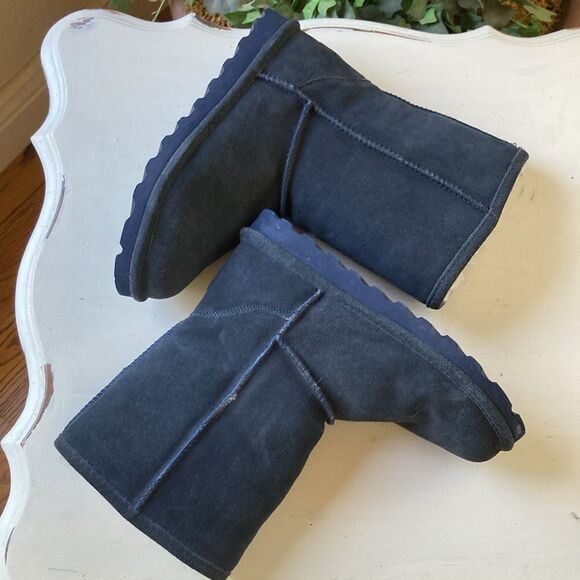 BearPaw Elle Short Blue Suede Pull On Women’s Boots Size 6 - Picture 9 of 14